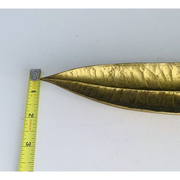 Vintage Solid Brass Euphorbia Codiacum Leaf Dish 1948 Virginia Metalcraft Tray - Picture 7 of 13